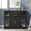 Navy Blue Wood Accent Buffet Sideboard with Doors and Adjustable Shelf O669