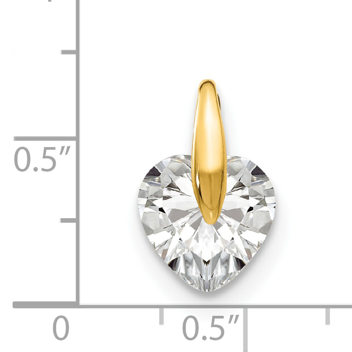 14K Yellow Gold CZ Small Heart Pendant Charm E226487