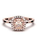 1.55 Carat Cushion Cut Morganite And Diamond Moissanite Engagement Ring in 10k Solid Rose Gold A9644