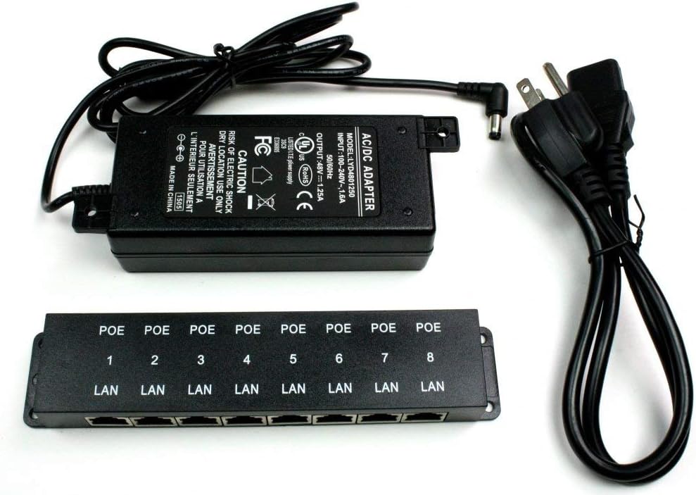 8 Port Passive PoE Injector with 48V 60W Power Supply O830