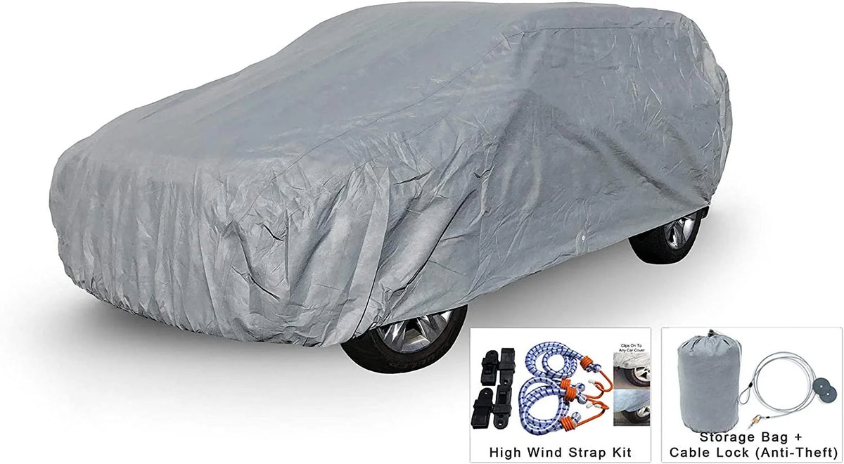 SUV Car Cover 184 inches Long Outdoor with Cable Lock, Bag & Wind Straps Y560197
