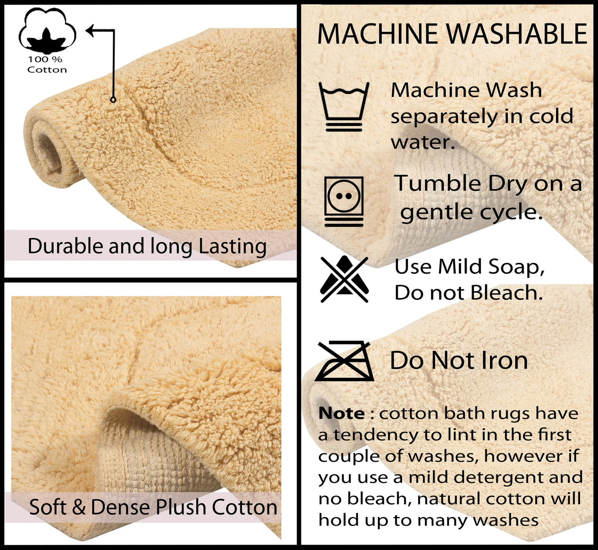 100% Cotton Tufted Non-Slip Bath Rug 24" x 40" H486