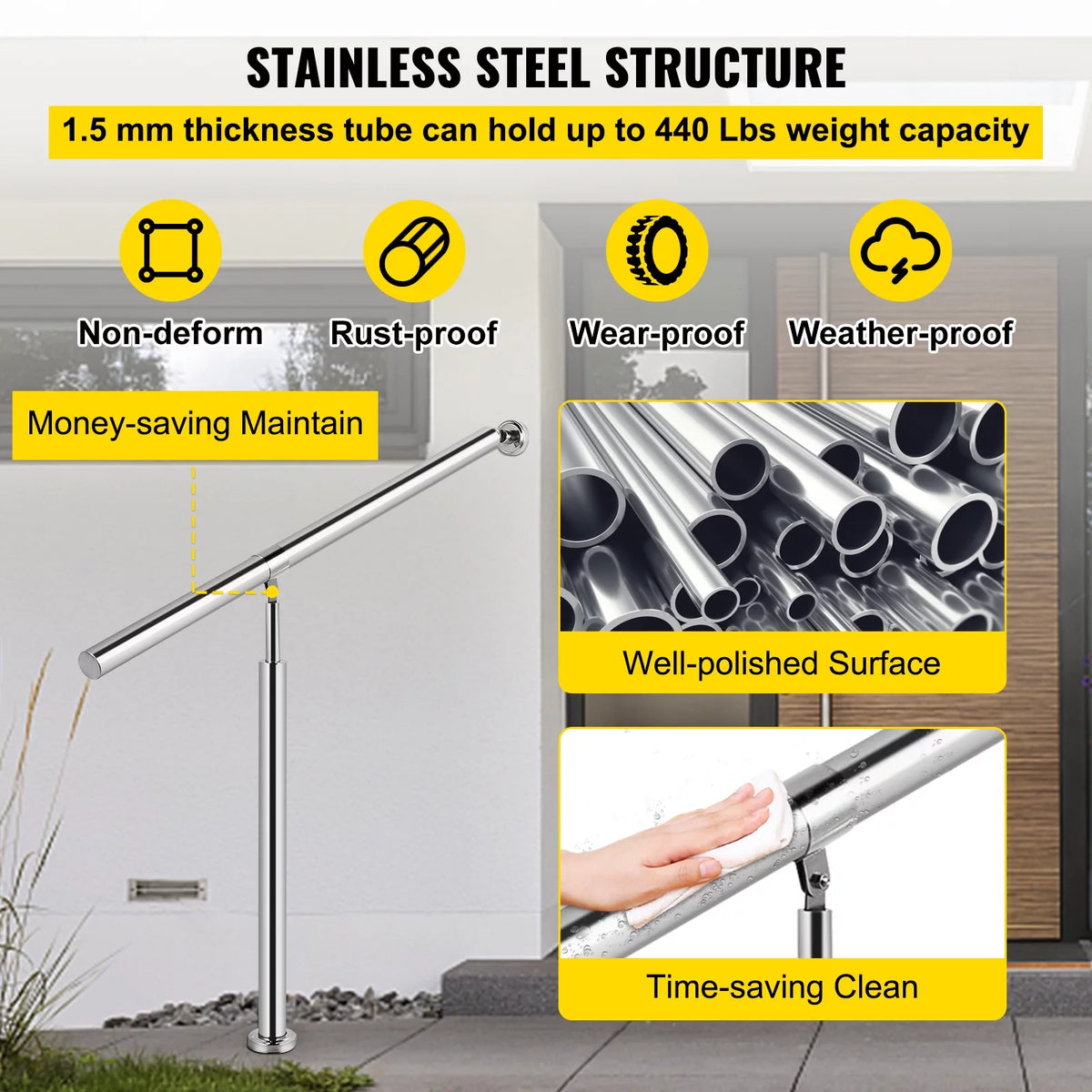 Stainless Steel 1 Step Handrail 80 x 90 CM K306
