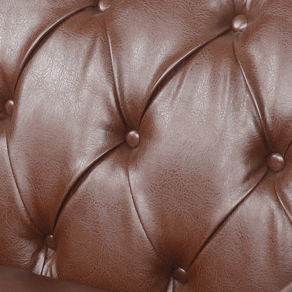 Dark Brown Faux Leather Tufted Club Chair U59085