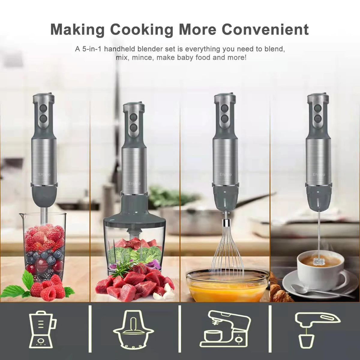 5-in-1 Multifunctional Handheld Stick Blender with Whisk Z46863