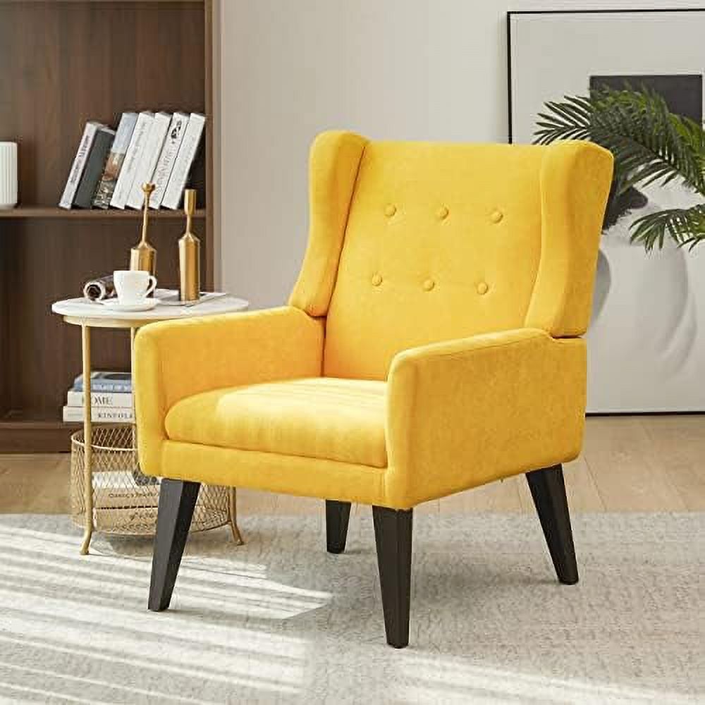 Yellow Upholstered Wingback Armchair N1142
