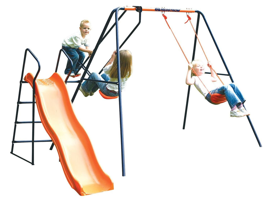 Blue/Orange Swing, Glider and Slide Set R94358