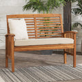 2 Piece Solid Acacia Wood Outdoor Dining Chairs, Set of 2, Brown D508