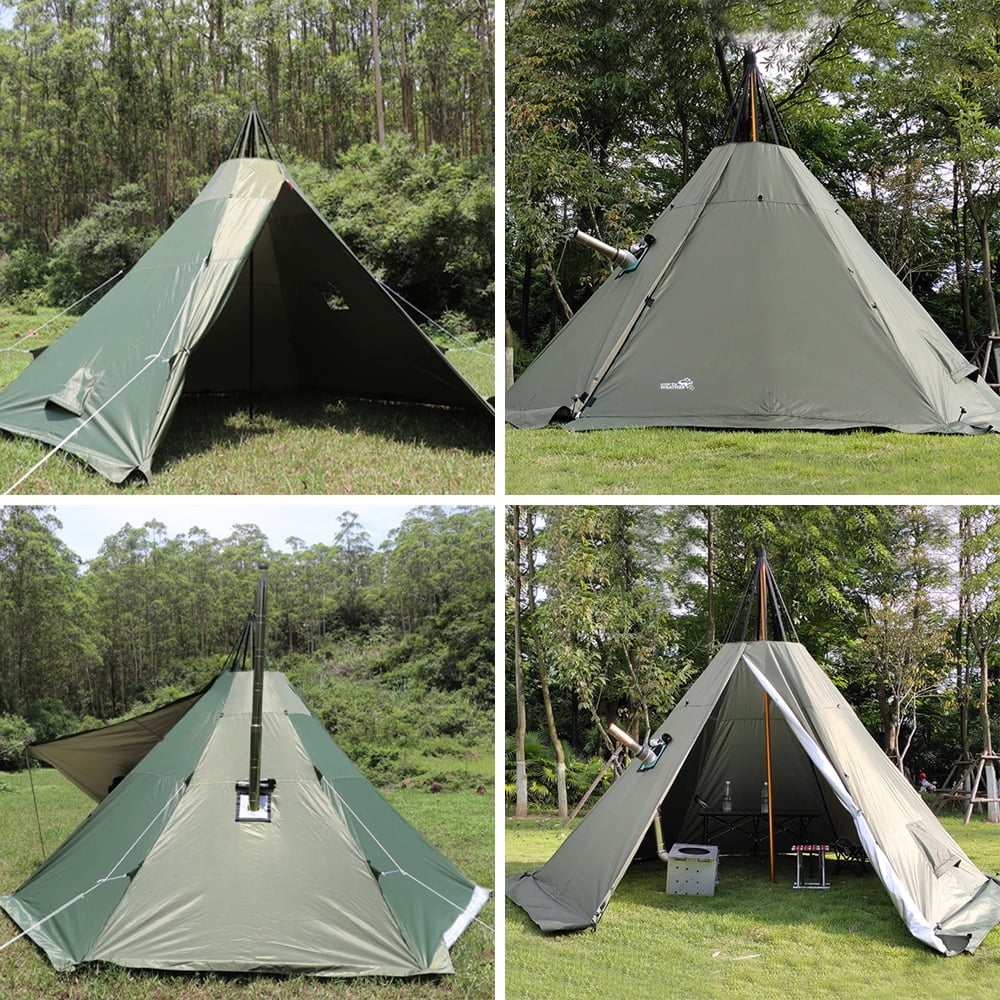 Green Pyramid Tent With Stove Jack Q3977