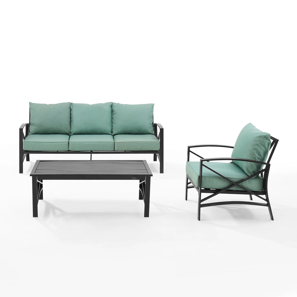 Mist Green 3 Piece Metal Outdoor Sofa Set X383471