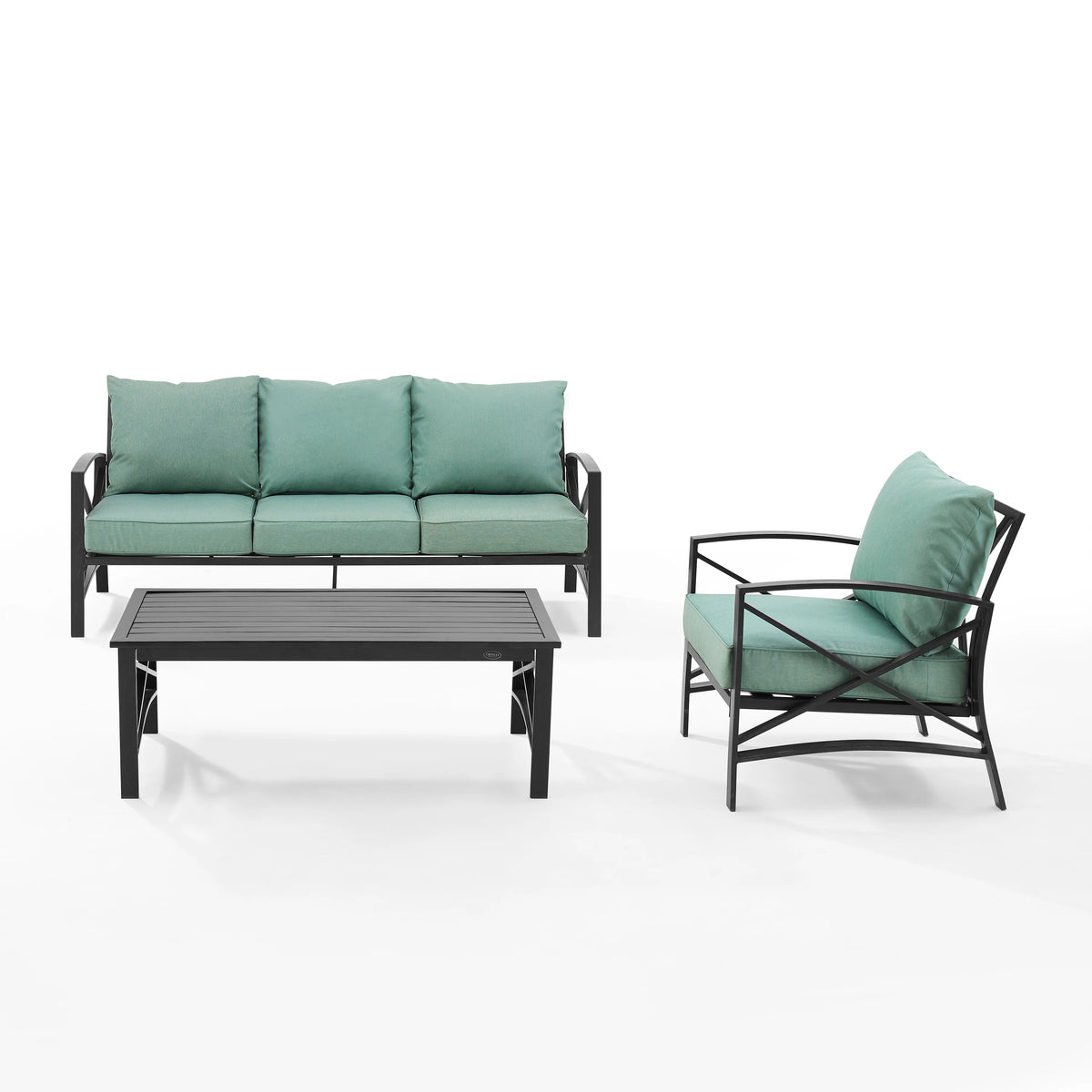 Mist Green 3 Piece Metal Outdoor Sofa Set X383471