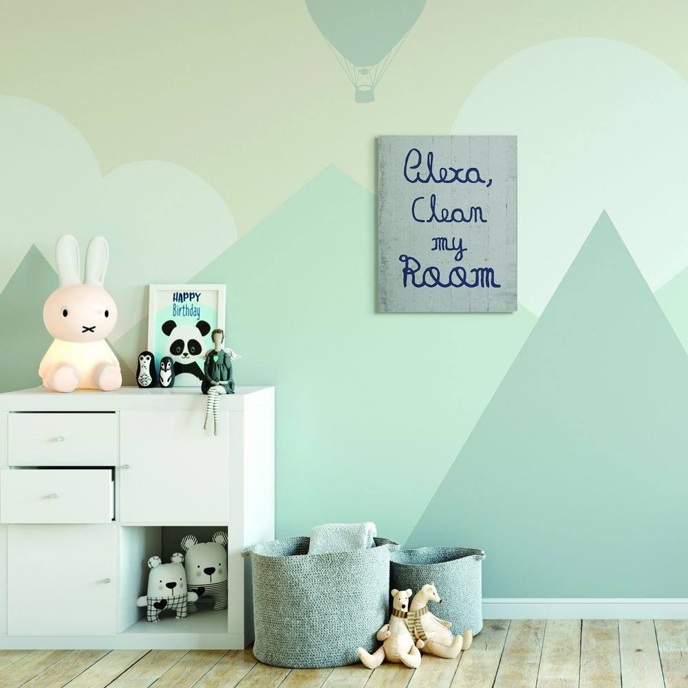 Blue Grey Kids Funny Word Design Canvas Art J6618