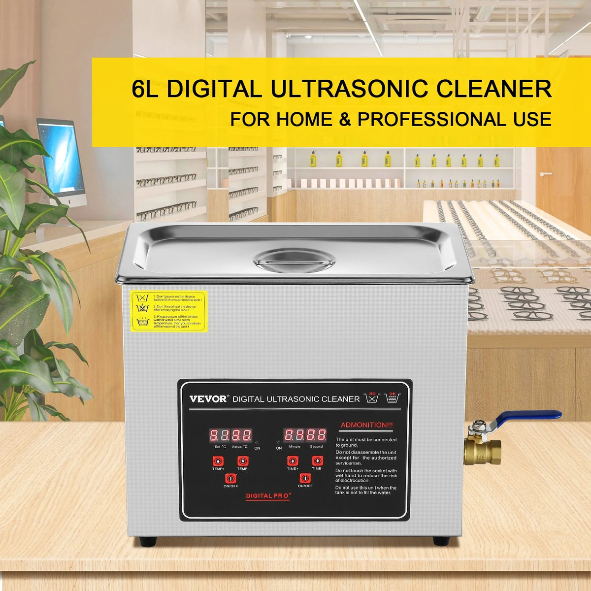 6L Ultrasonic Cleaner with Timer Heating Digital Sonic Cleaner U22773