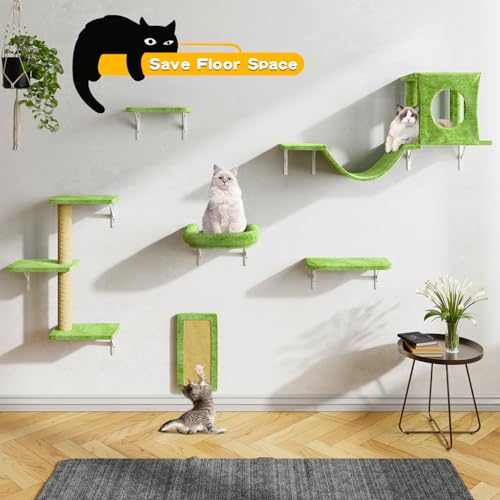 White 6 Pcs Cat Wall Shelves Set R129