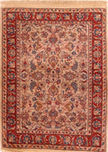 Red Rectangle 3x5 ft Wool Carpet F321