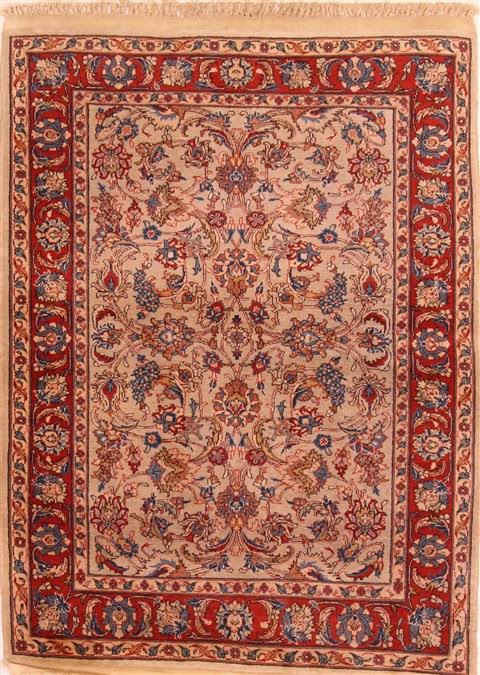 Red Rectangle 3x5 ft Wool Carpet F321