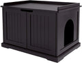Gray Wooden Cat Litter Box Storage Bench C7873