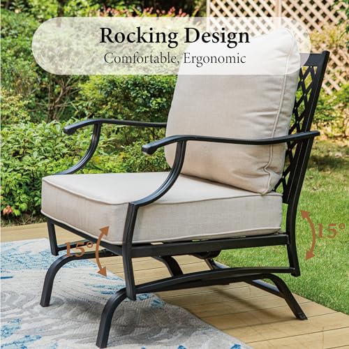 Navy Blue 4 Pcs Metal Outdoor Patio Furniture Set with 3-Seat Sofa, 2 Swivel Chairs, Coffee Table and Cushion G2827