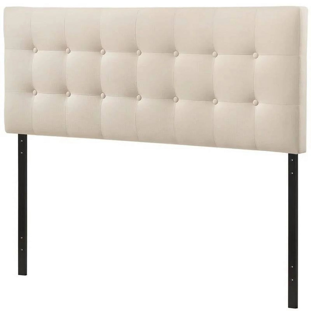 Full size Ivory Fabric Upholstered Tufted Headboard I343