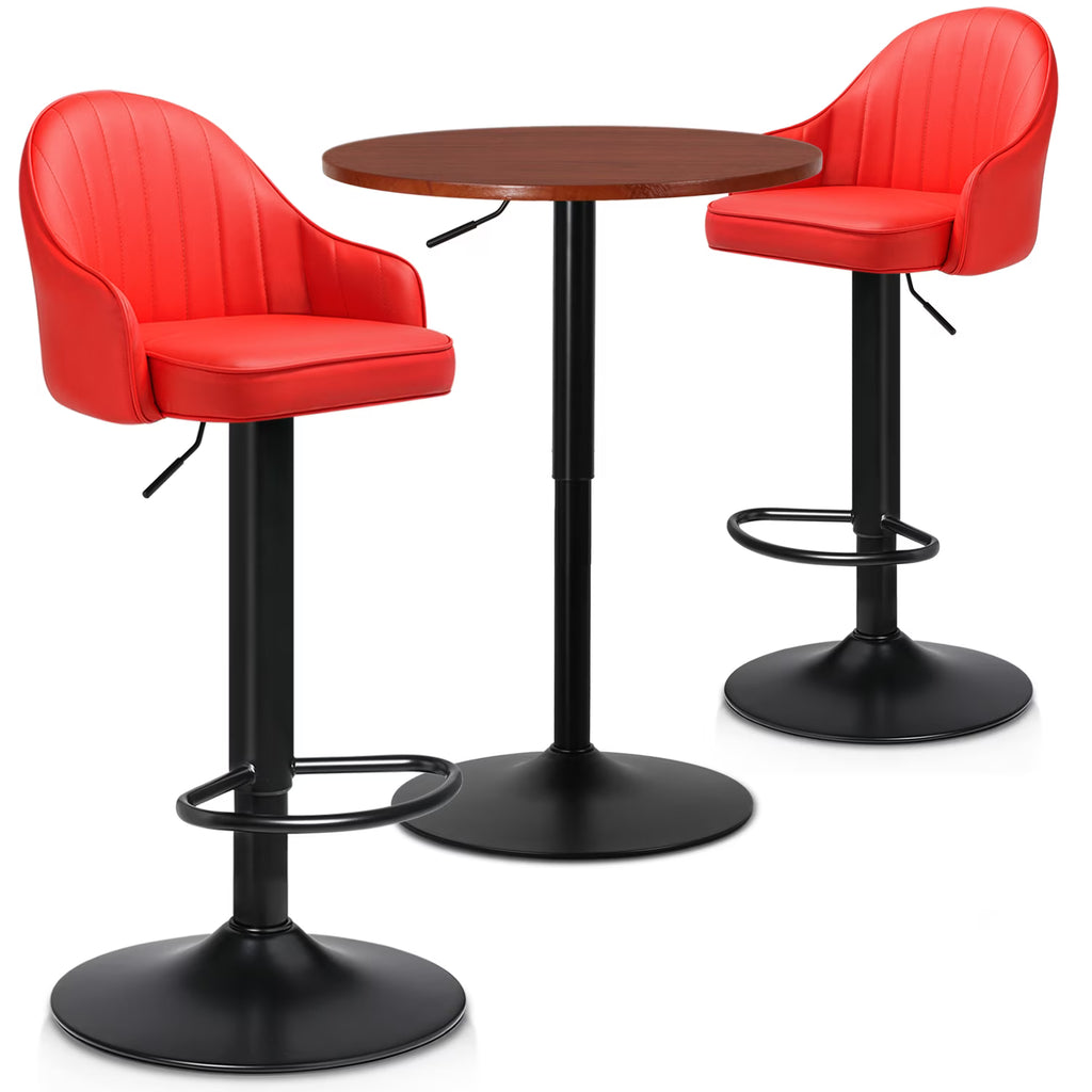 3 Pieces Bar Table and Chair Set with PU Leather Bar Stools W437