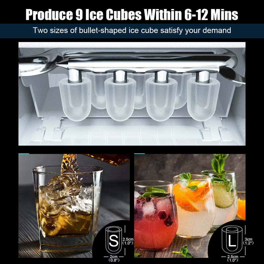 2 In 1 Ice Maker Water Dispenser Countertop 36Lbs/24H Portable Red D841391