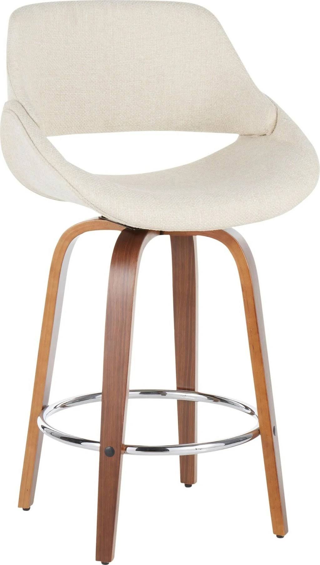 Walnut Cream Fabric Counter Stool (Set of 2) P1610