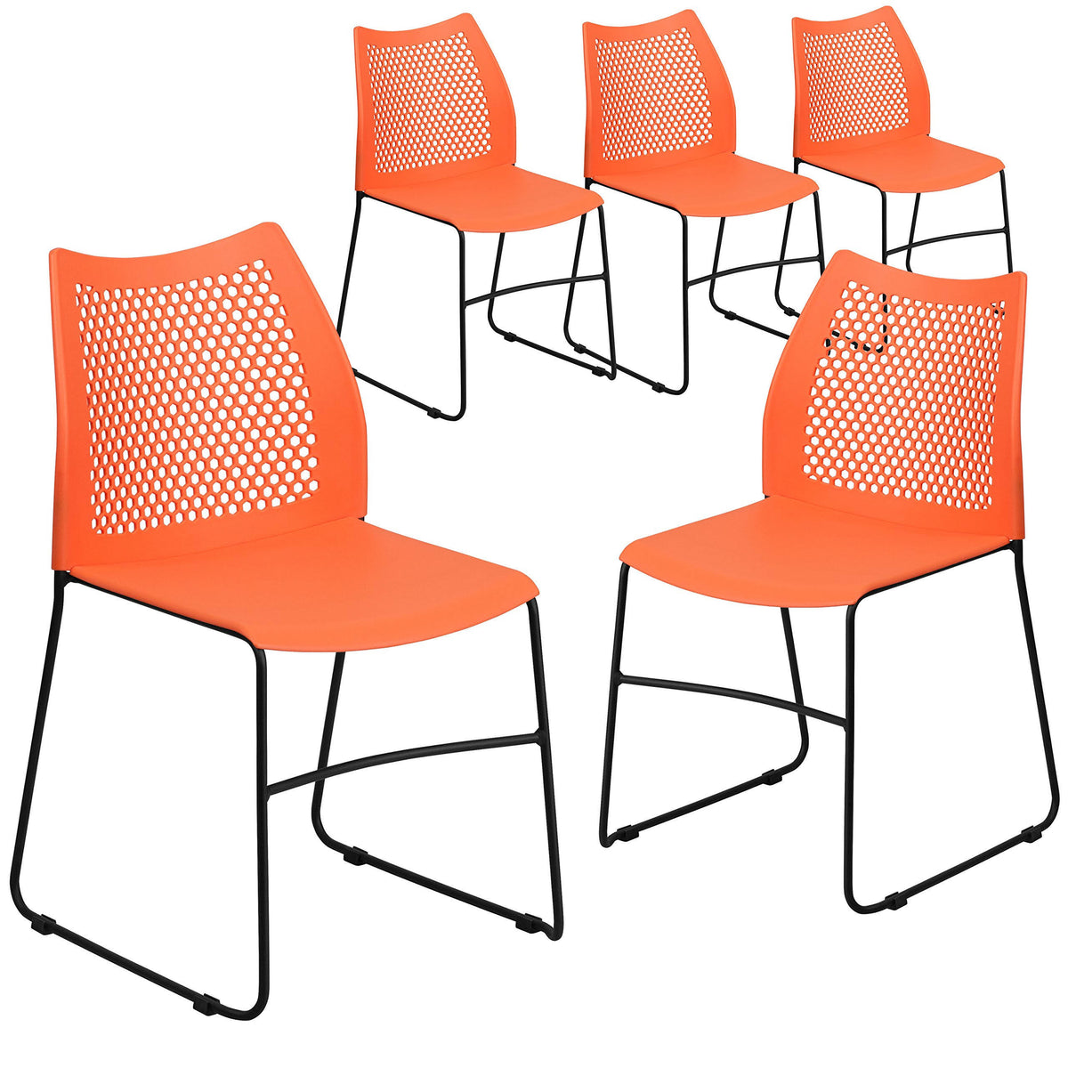 Orange Sled Base Stack Chair with Air-Vent Back P29020