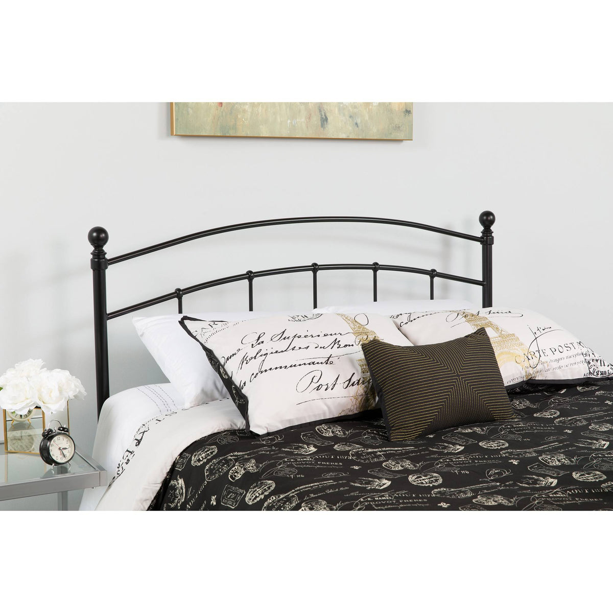 Black Contemporary Open Vertical Headboard - Full Size O829990