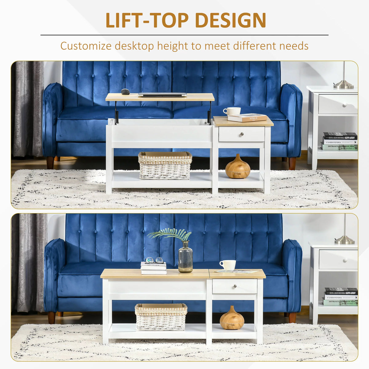 Oak Lift-up Coffee Table with Hidden Storage S7917