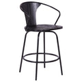 Black Wood and Metal Swivel Bar Stool W992