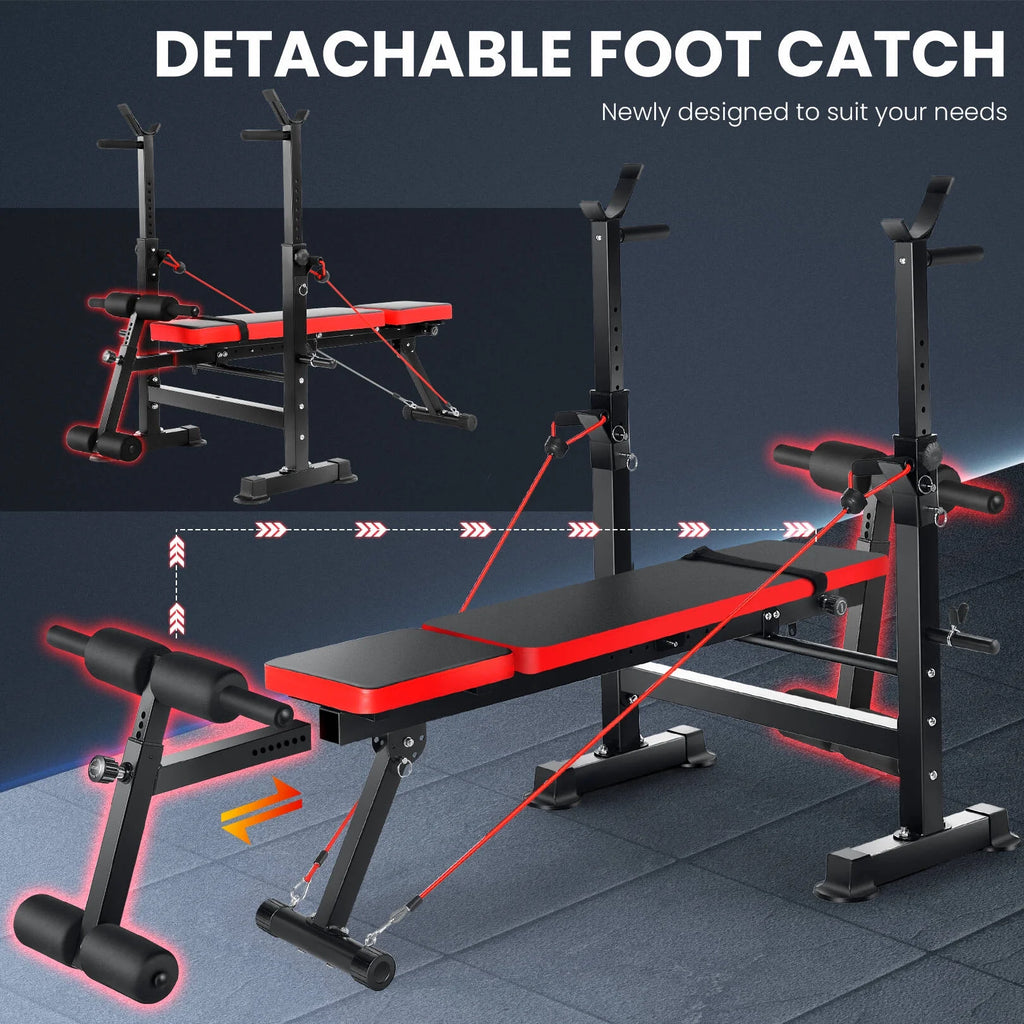 Adjustable Weight Bench Set with Barbell Rack L4785