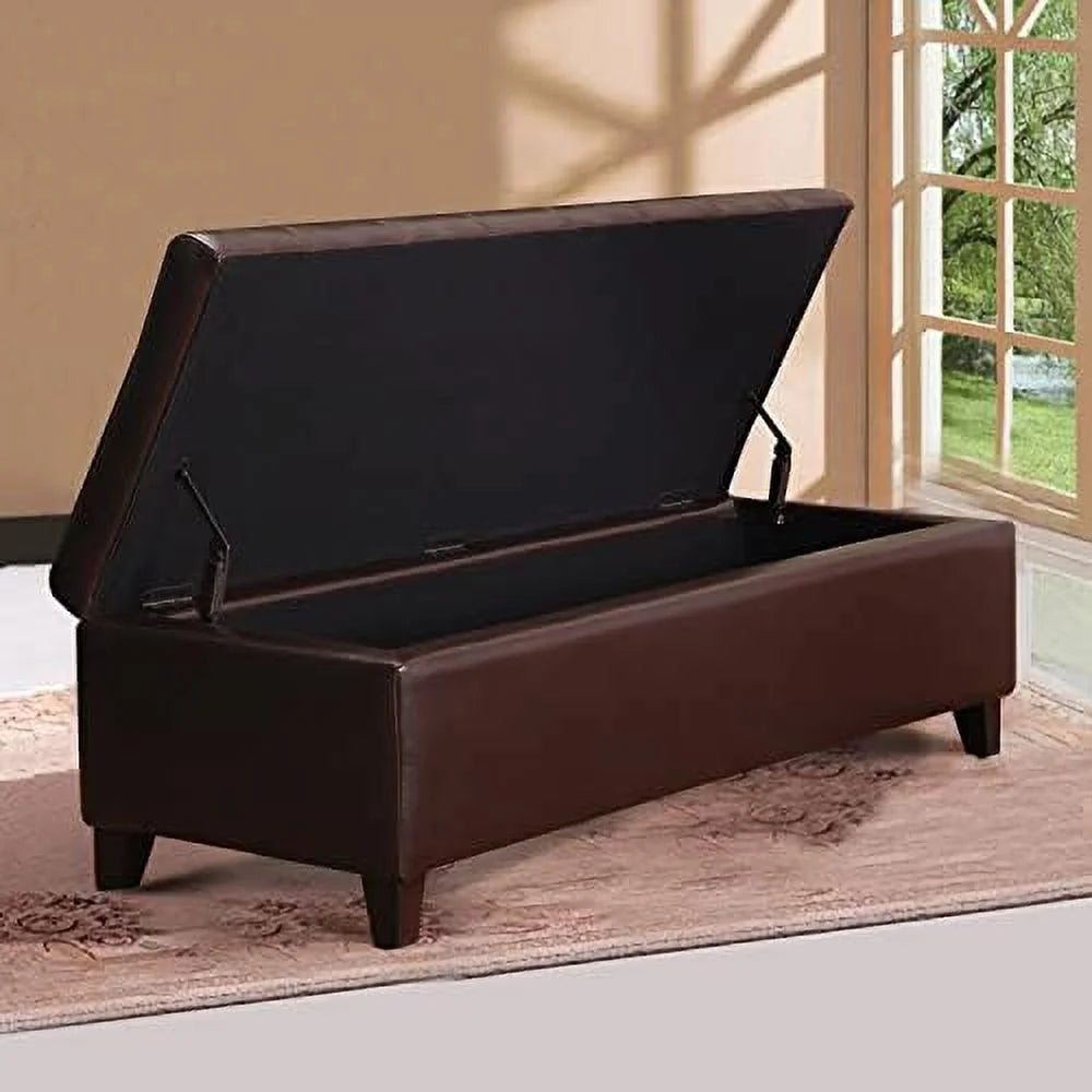 Rectangular Tufted Bonded Leather Ottoman Bench H226