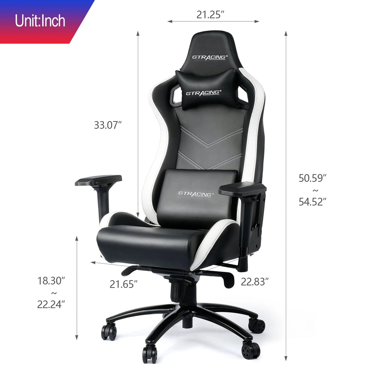 Gaming Chair Big and Tall High Back with 4D Armrests White M458