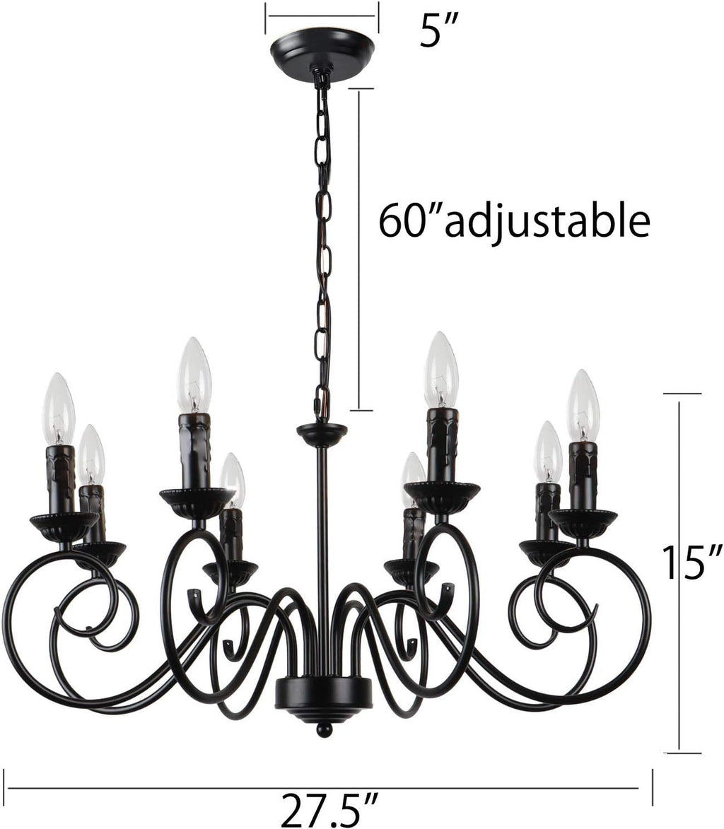 8 Lights Black Rustic Chandelier Ceiling Light Fixture Y4973
