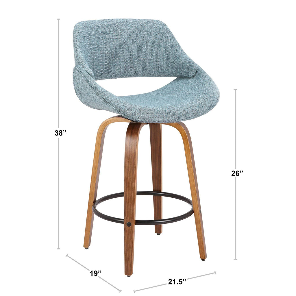 Walnut Cream Fabric Counter Stool (Set of 2) P1610