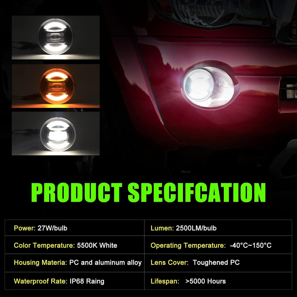LED Fog Light Assembly with White DRL/Amber Turn Signal, Black, Pack of 2 P88292