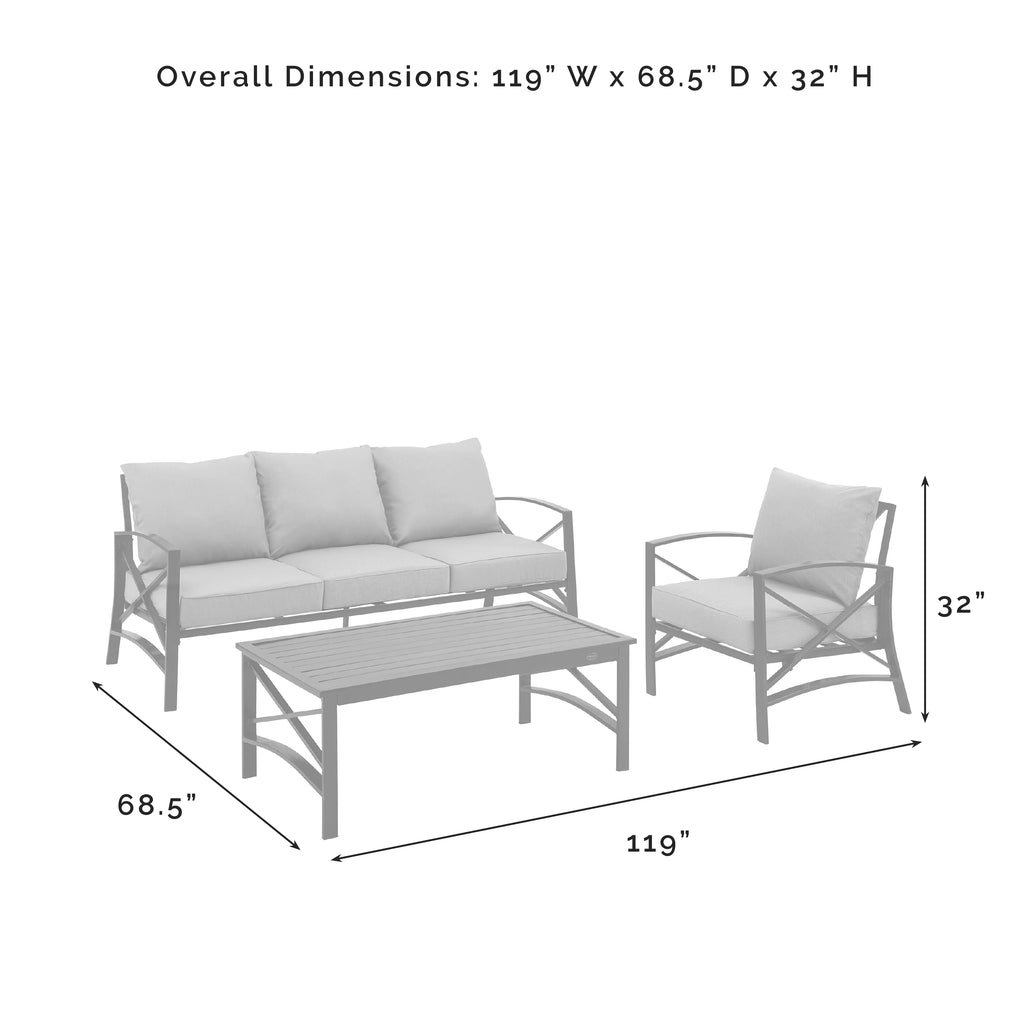 Mist Green 3 Piece Metal Outdoor Sofa Set X383471