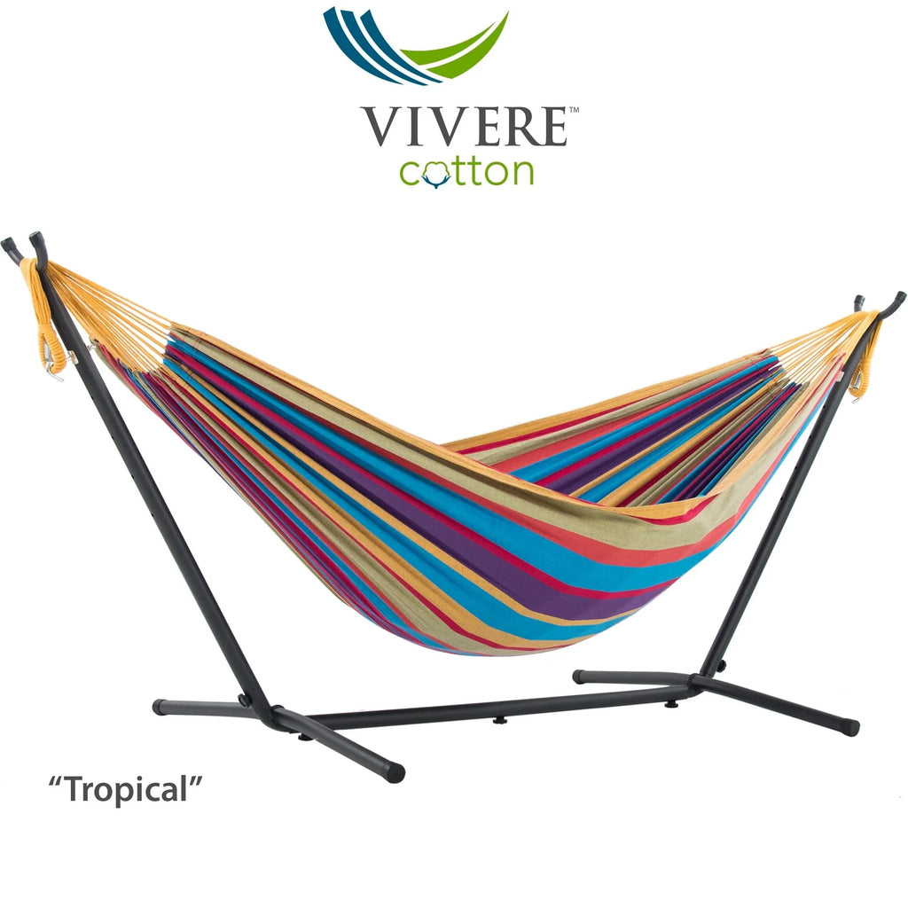 Double Cotton Hammock with Stand and Carry Bag U98987