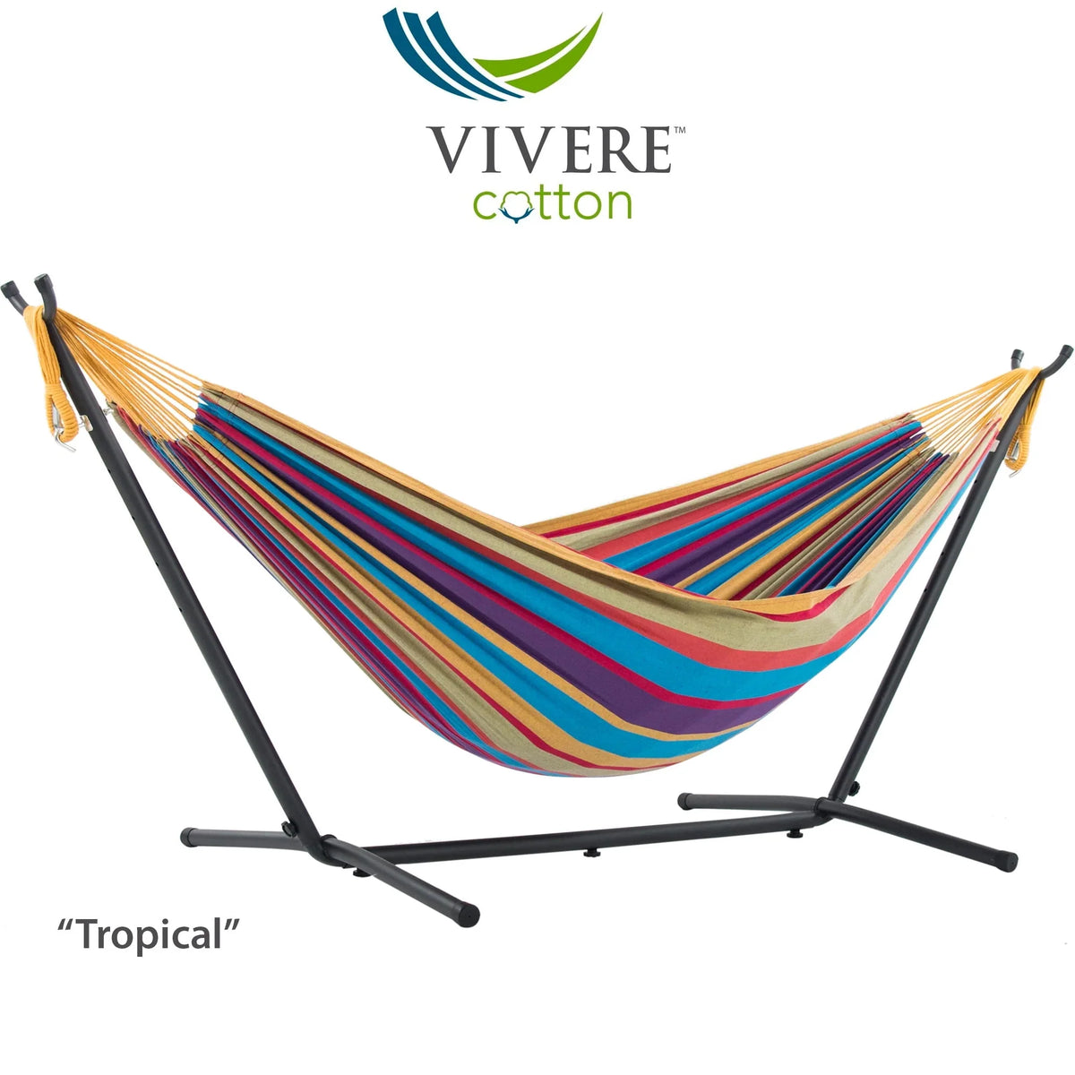 Double Cotton Hammock with Stand and Carry Bag U98987