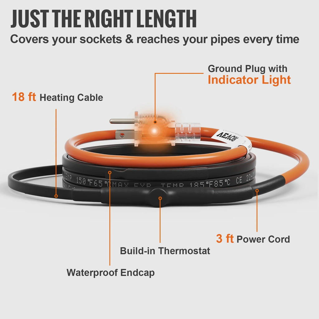 18-feet 5W/ft Self-Regulating Pipe Heating Cable Z67951