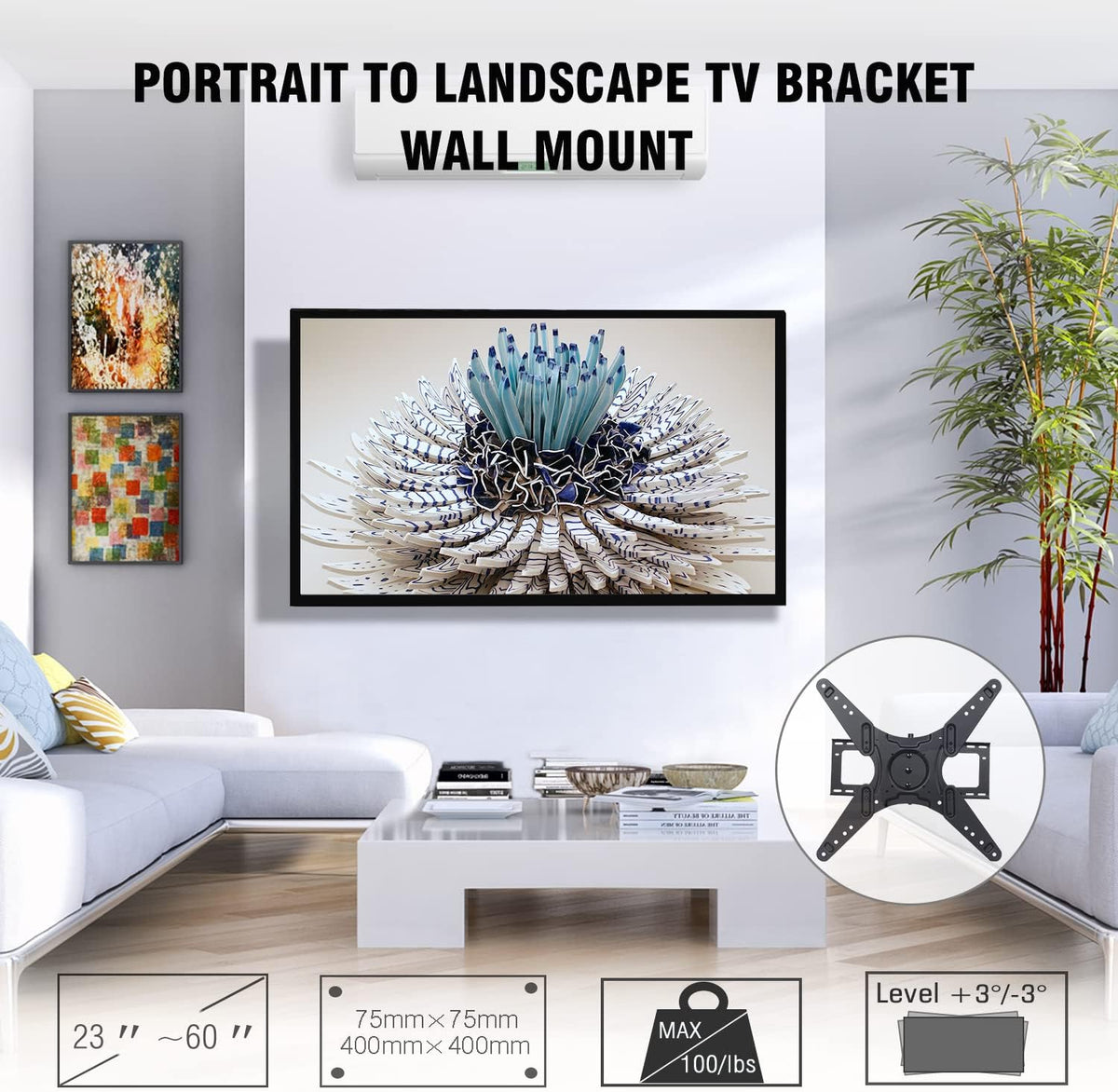 TV Wall Mount Bracket with 48" Extension Articulating Arms G147