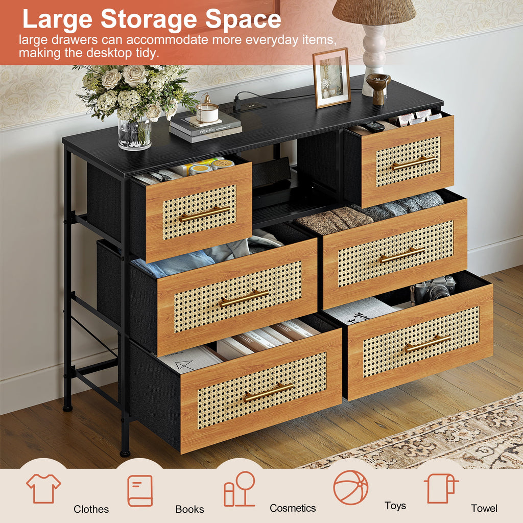 Rattan 6 Drawer Dresser O53853