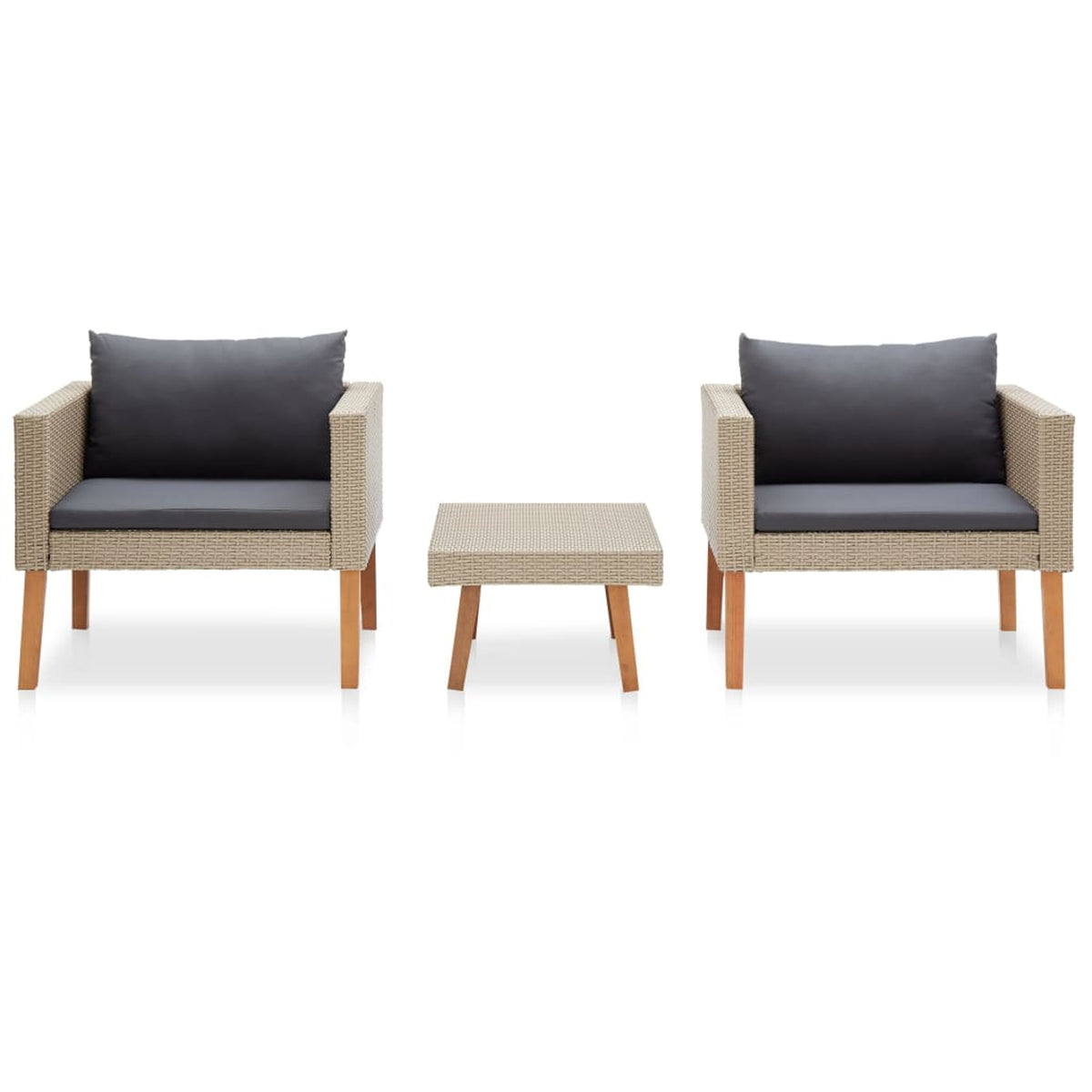 3 Piece Poly Rattan Outdoor Sectional Sofa Set with Cushions O3354