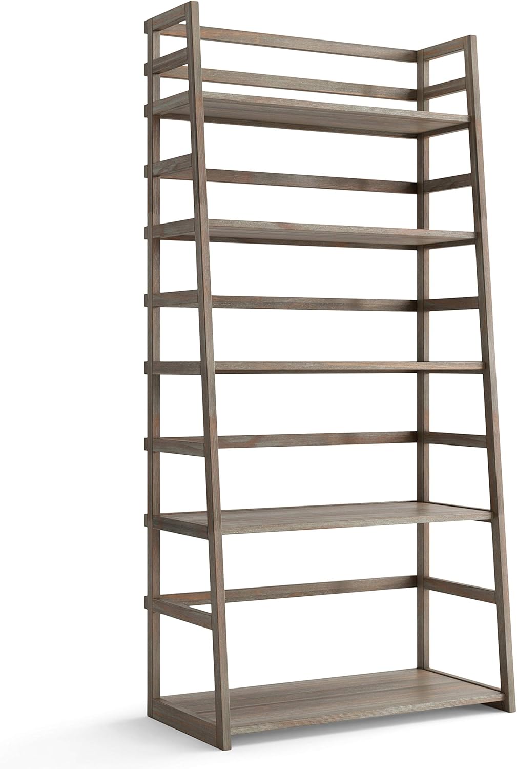 Black 5 Shelf Solid Wood Ladder Shelf Bookcase V613