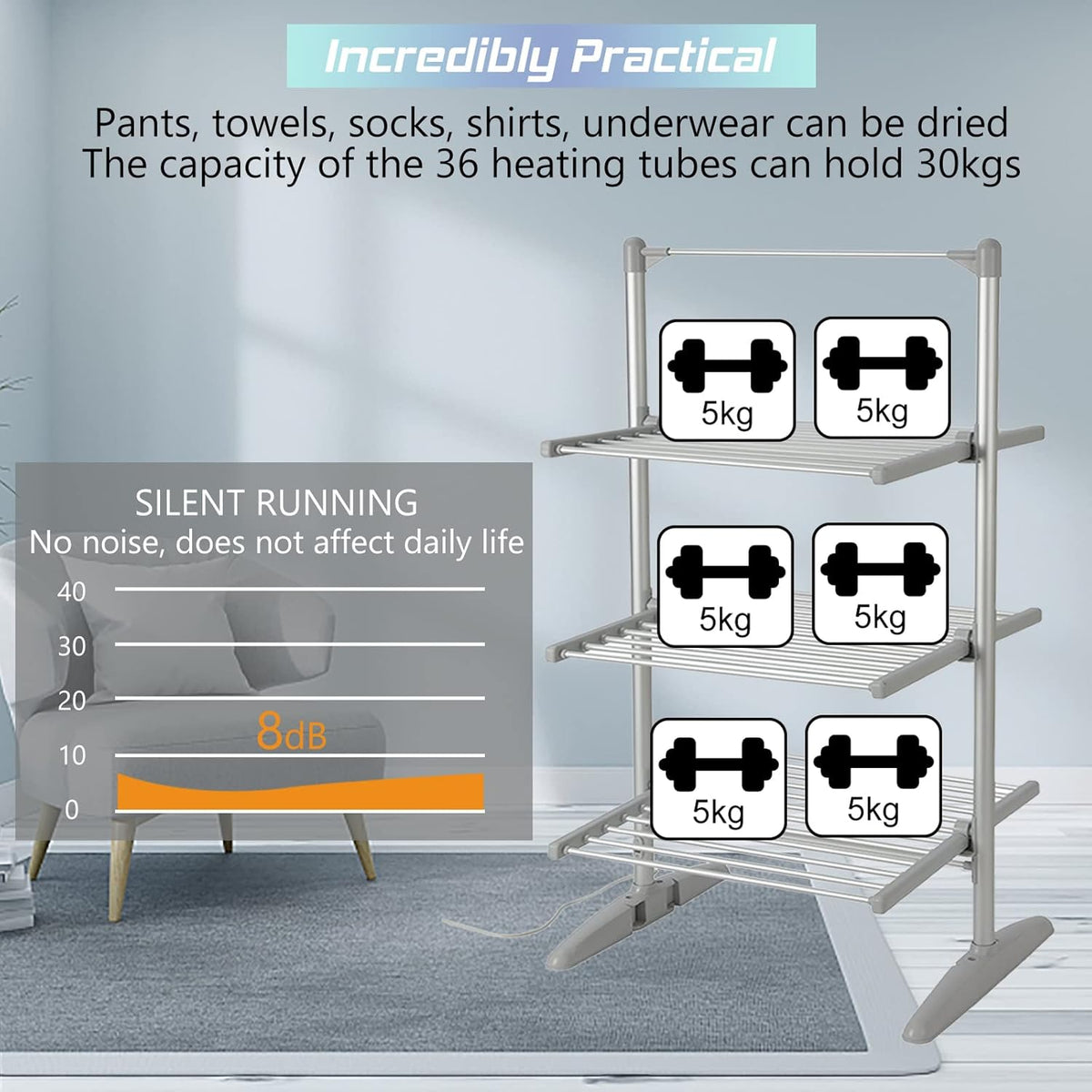Heated Folding Electric Clothes Drying Rack O295490