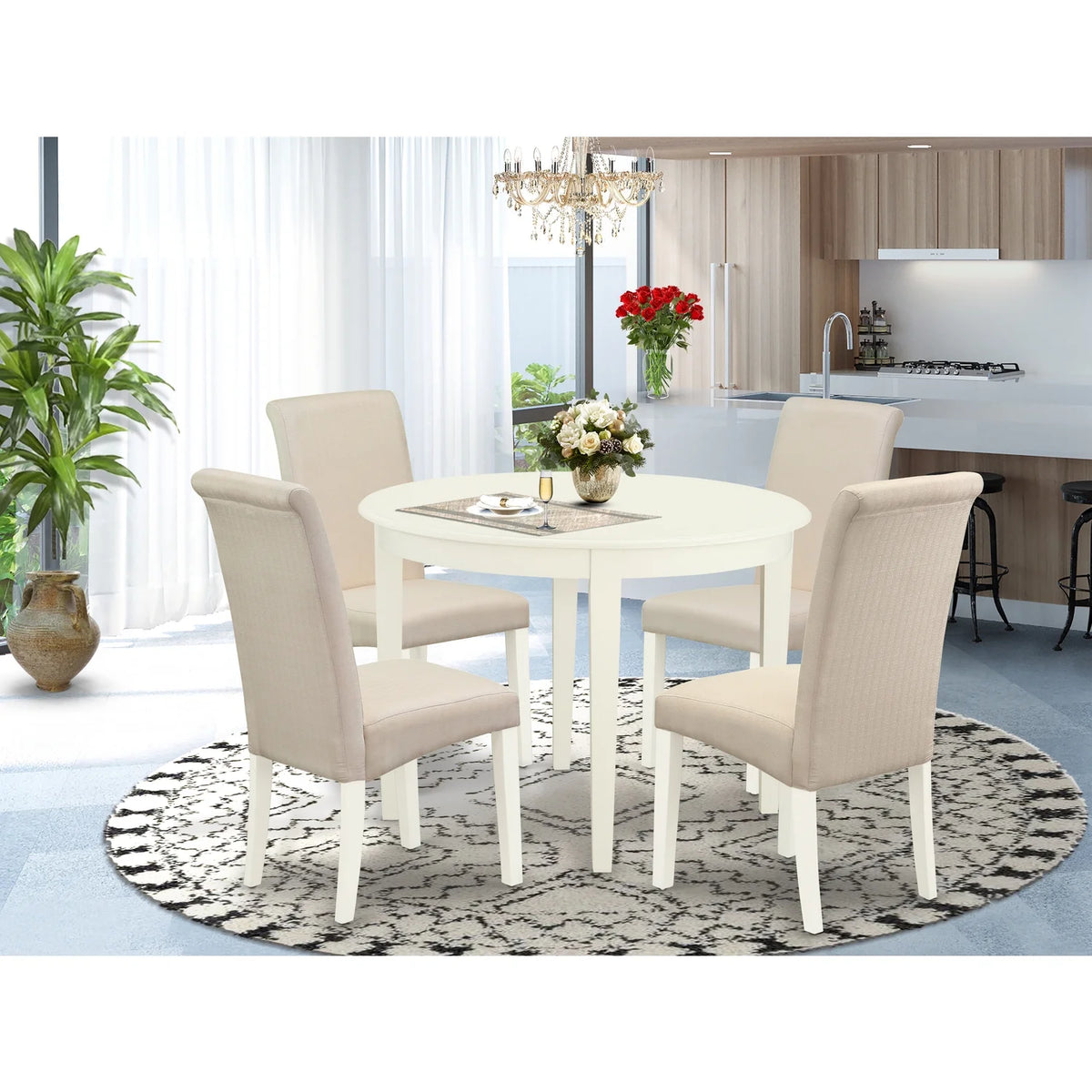 5 Pc Dining Set with Round Table and 4 Chairs J22507