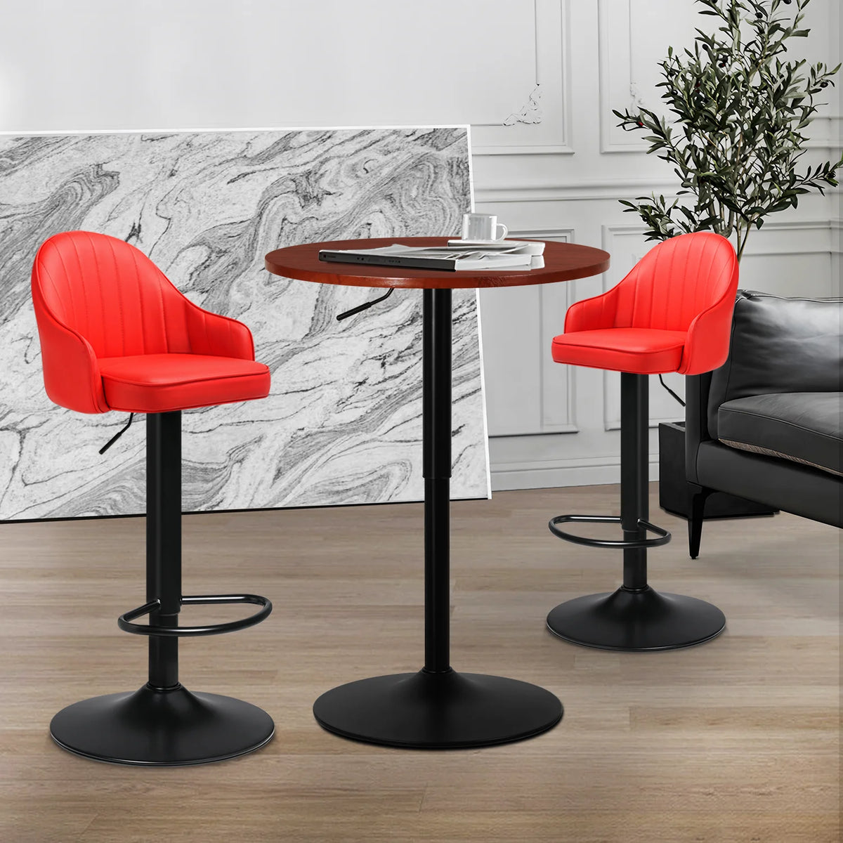 3 Pieces Bar Table and Chair Set with PU Leather Bar Stools W437