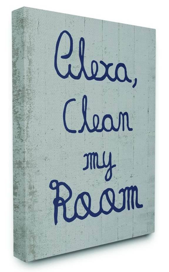 Blue Grey Kids Funny Word Design Canvas Art J6618