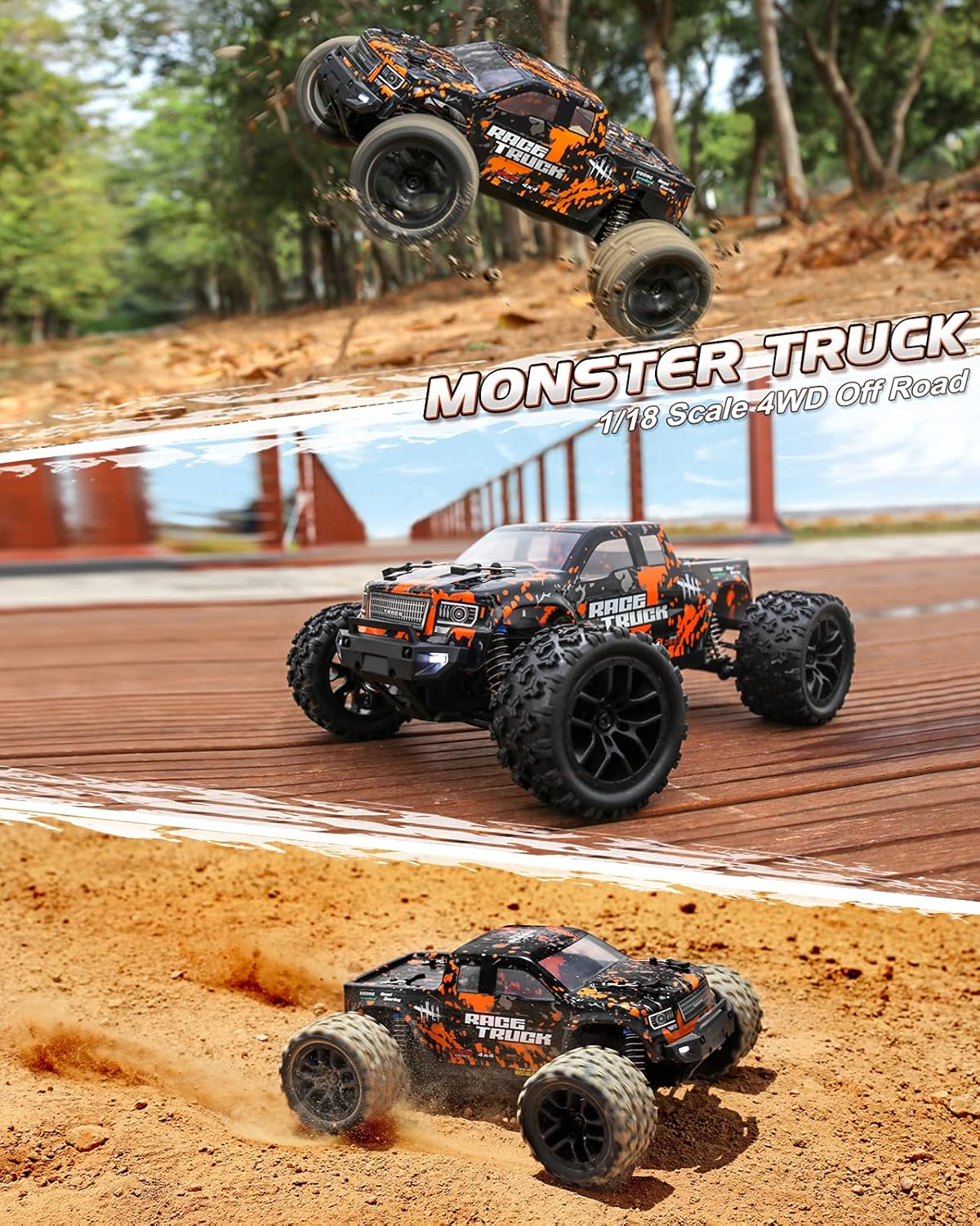 1:18 Scale 4X4 RC Monster Truck with 2 Batteries C529574