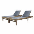 Outdoor Mesh and Wood Chaise Lounge Set of 2 Dark Grey F797176